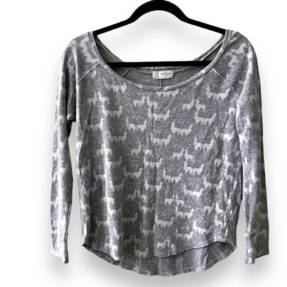 Stem Top Womens Medium Waffle Knit Gray White Alpacas - Picture 1 of 6